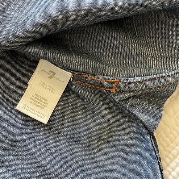 7 for All Mankind Denim Chambray Two Tone Snap Button Down Shirt Size XS - Picture 7 of 10